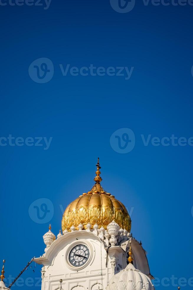 View of details of architecture inside Golden Temple - Harmandir Sahib in Amritsar, Punjab, India, Famous indian sikh landmark, Golden Temple, the main sanctuary of Sikhs in Amritsar, India photo
