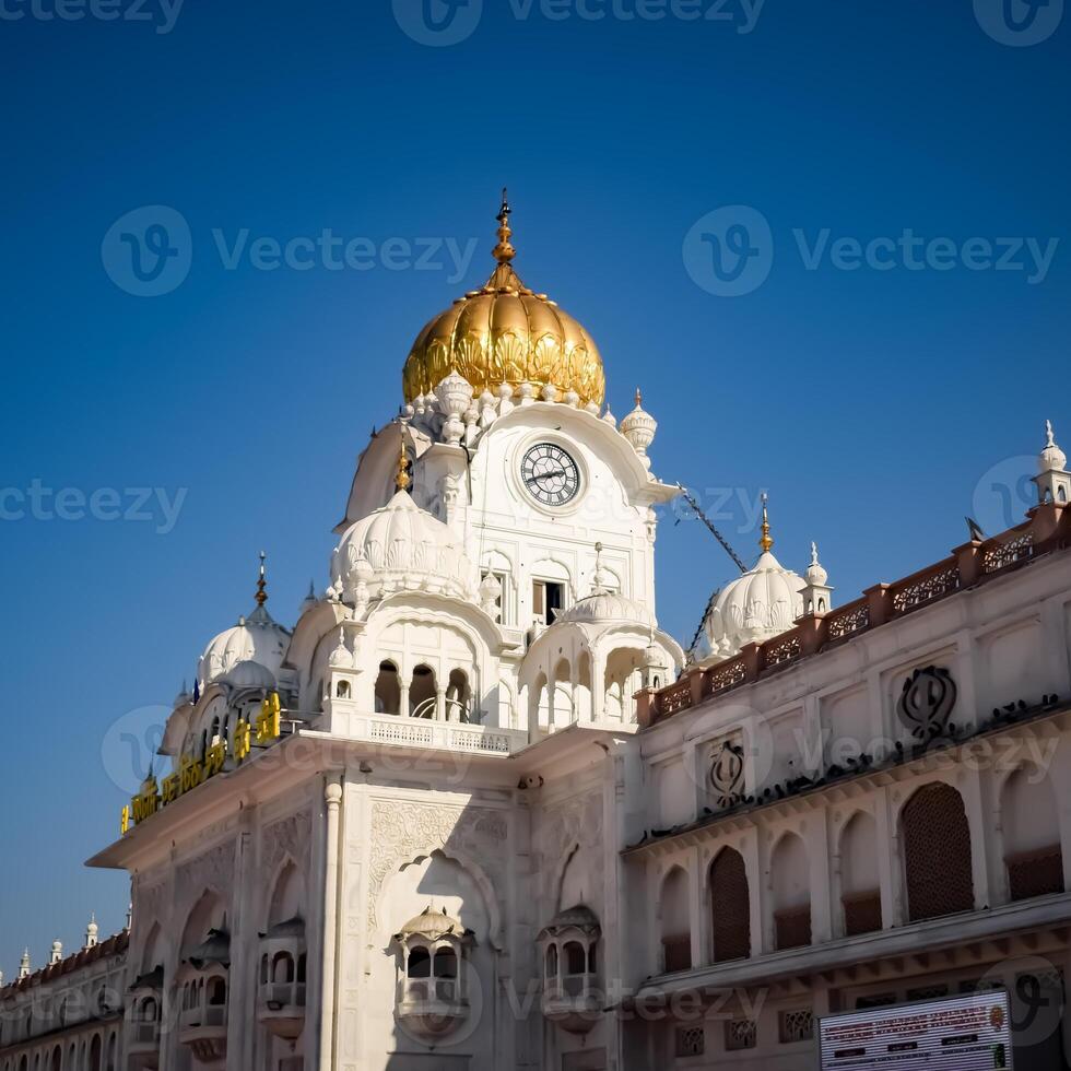 View of details of architecture inside Golden Temple - Harmandir Sahib in Amritsar, Punjab, India, Famous indian sikh landmark, Golden Temple, the main sanctuary of Sikhs in Amritsar, India photo