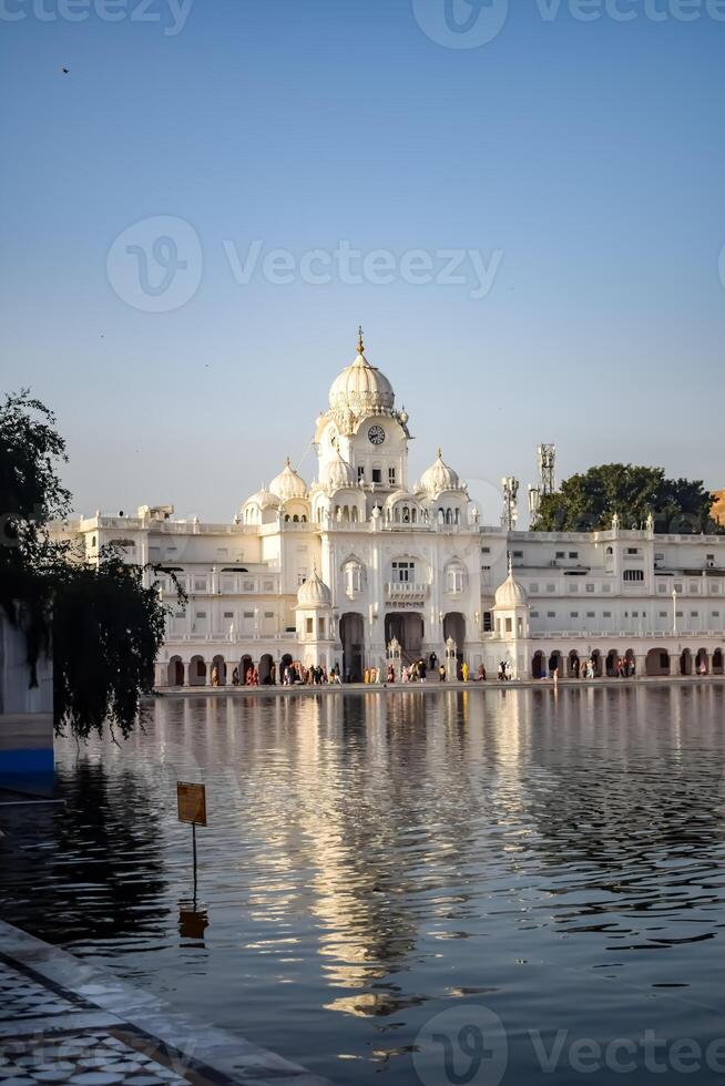 View of details of architecture inside Golden Temple - Harmandir Sahib in Amritsar, Punjab, India, Famous indian sikh landmark, Golden Temple, the main sanctuary of Sikhs in Amritsar, India photo