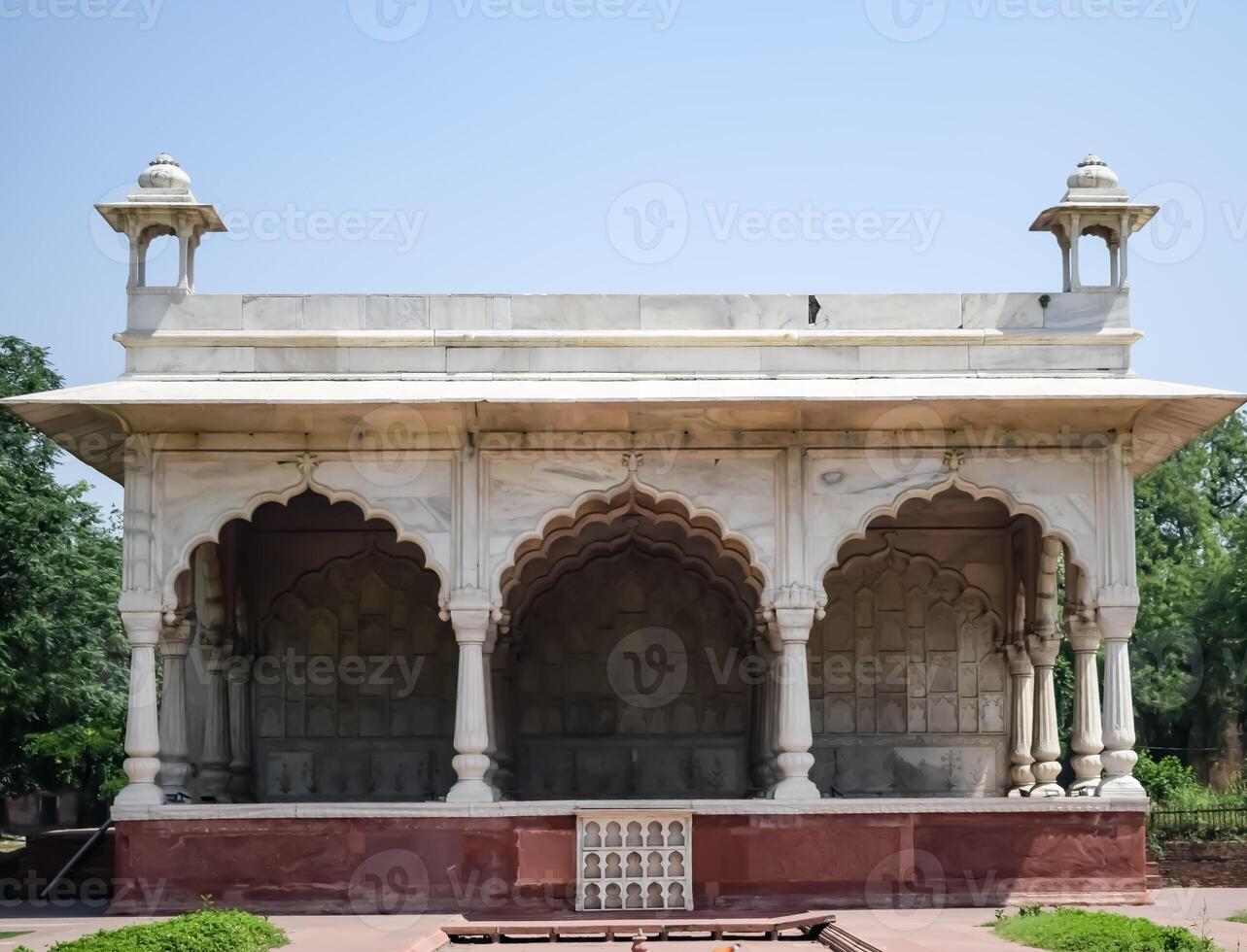 Architectural details of Lal Qila - Red Fort situated in Old Delhi, India, View inside Delhi Red Fort the famous Indian landmarks photo