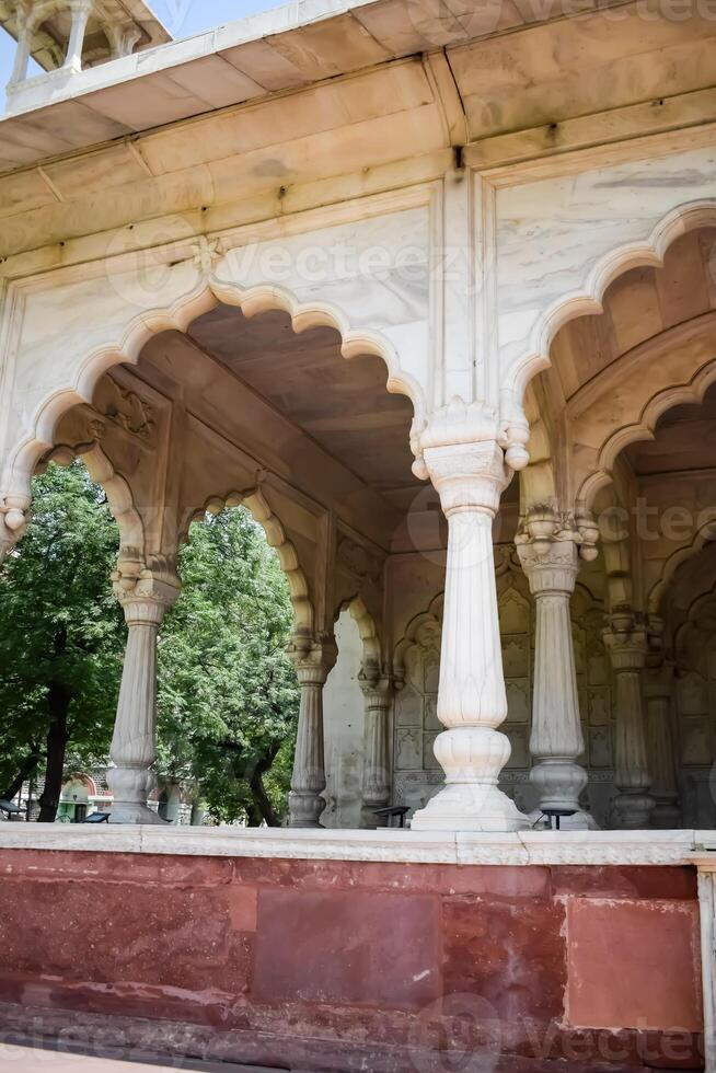 Architectural details of Lal Qila - Red Fort situated in Old Delhi, India, View inside Delhi Red Fort the famous Indian landmarks photo