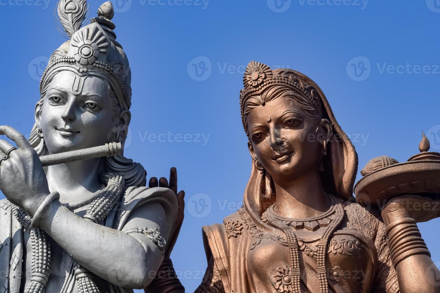 Big statue of Lord Radha Krishna near Delhi International airport, Delhi, India, Lord Krishna and Radha big statue touching sky at main highway Mahipalpur, Delhi photo