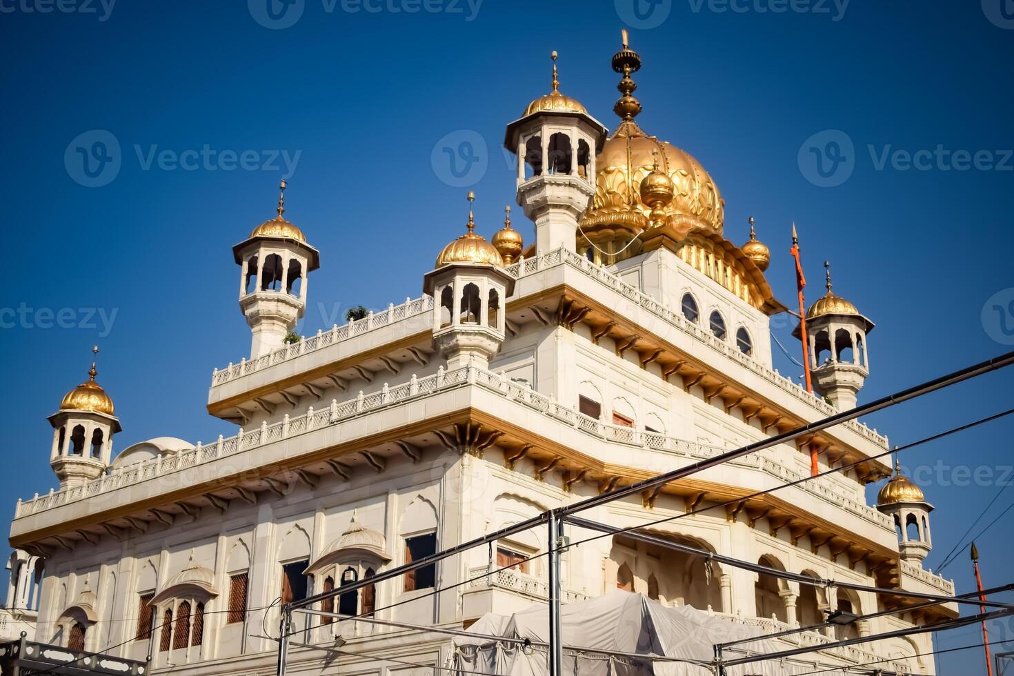 View of details of architecture inside Golden Temple - Harmandir Sahib in Amritsar, Punjab, India, Famous indian sikh landmark, Golden Temple, the main sanctuary of Sikhs in Amritsar, India photo