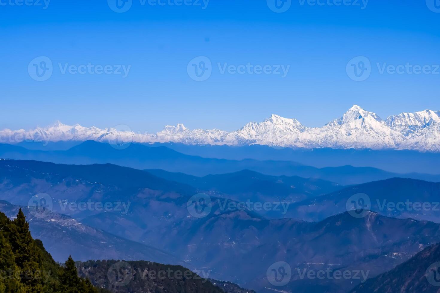 Very high peak of Nainital, India, the mountain range which is visible in this picture is Himalayan Range, Beauty of mountain at Nainital in Uttarakhand, India photo