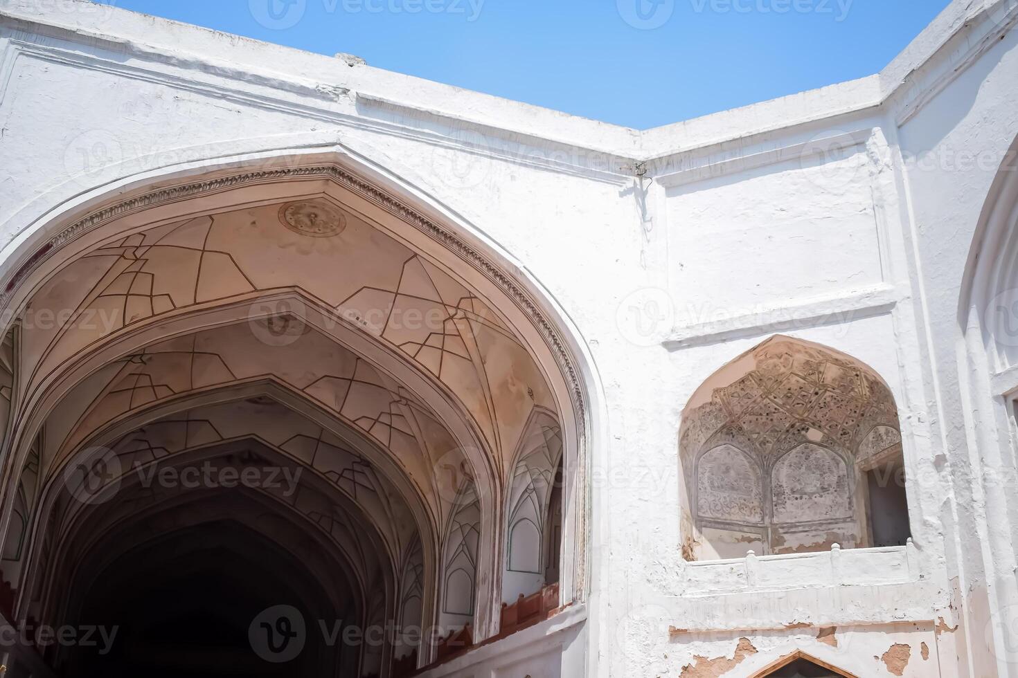 Architectural details of Lal Qila - Red Fort situated in Old Delhi, India, View inside Delhi Red Fort the famous Indian landmarks photo