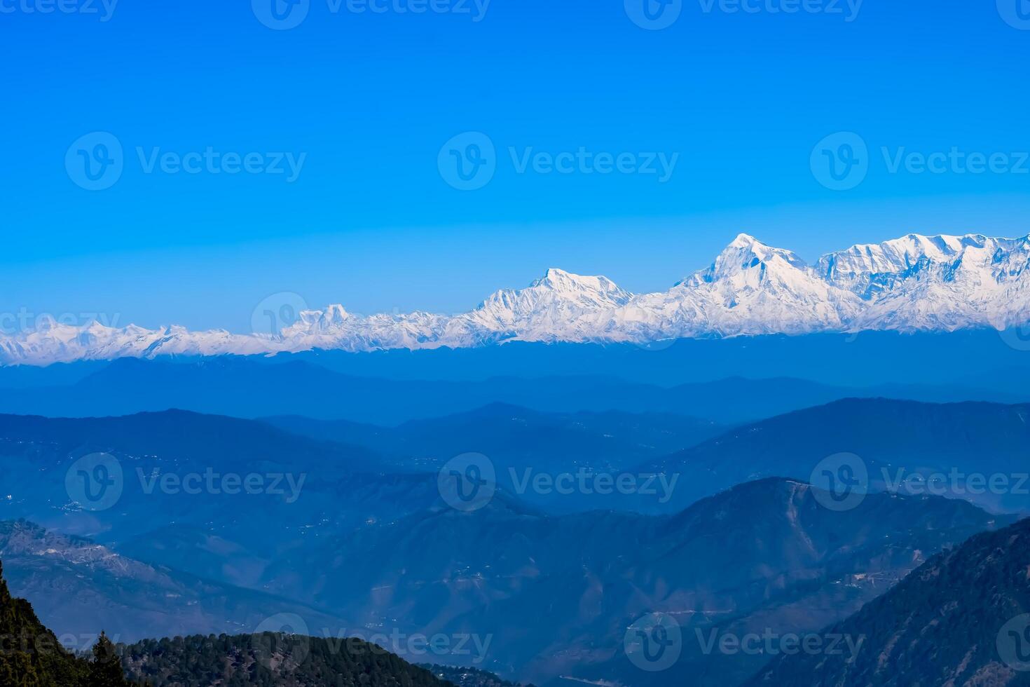 Very high peak of Nainital, India, the mountain range which is visible in this picture is Himalayan Range, Beauty of mountain at Nainital in Uttarakhand, India photo