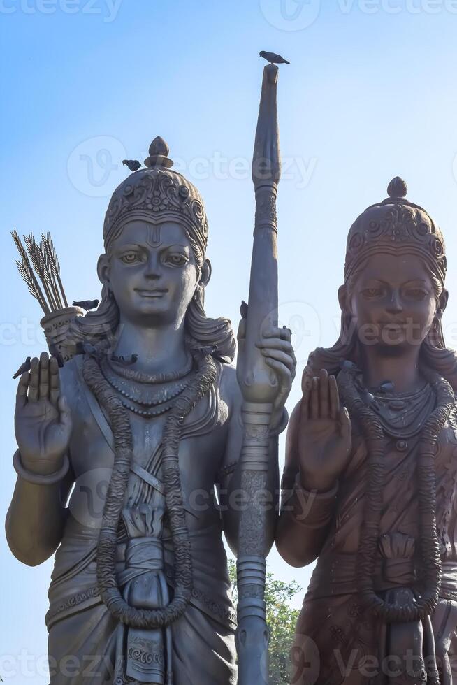 Big statue of Lord Sita Ram near Delhi International airport, Delhi, India, Lord Ram and Sita big statue touching sky at main highway Mahipalpur, Delhi photo