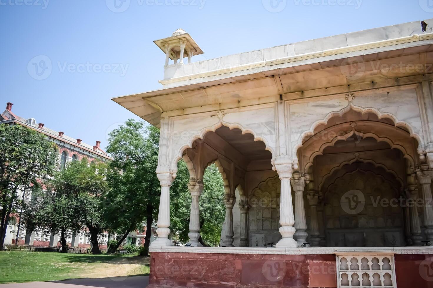 Architectural details of Lal Qila - Red Fort situated in Old Delhi, India, View inside Delhi Red Fort the famous Indian landmarks photo