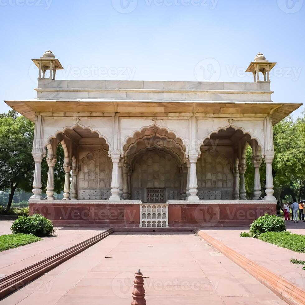 Architectural details of Lal Qila - Red Fort situated in Old Delhi, India, View inside Delhi Red Fort the famous Indian landmarks photo