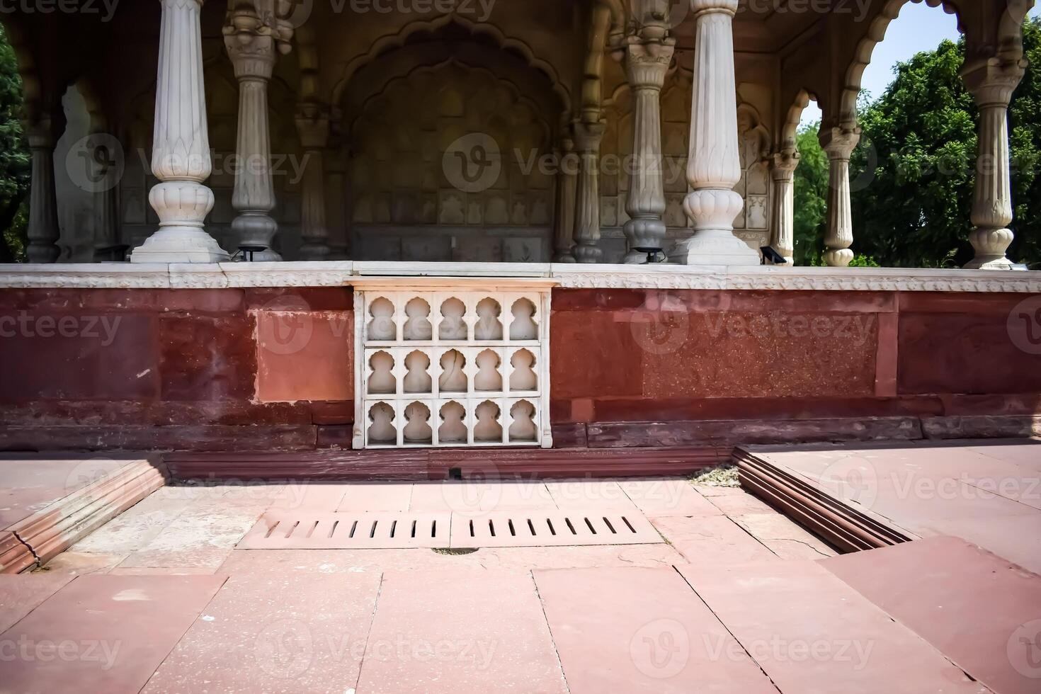 Architectural details of Lal Qila - Red Fort situated in Old Delhi, India, View inside Delhi Red Fort the famous Indian landmarks photo