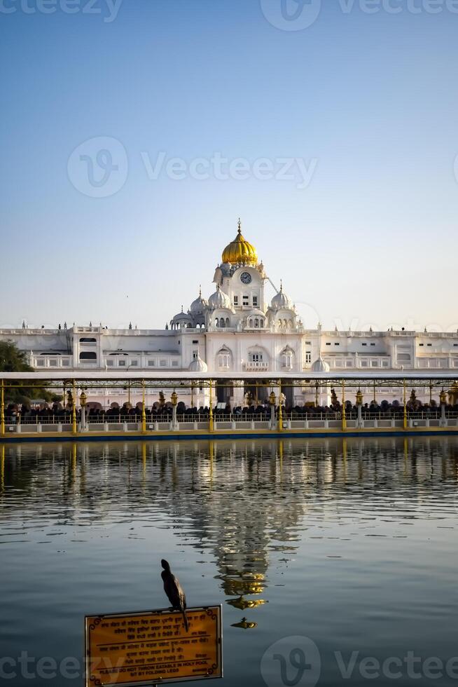View of details of architecture inside Golden Temple - Harmandir Sahib in Amritsar, Punjab, India, Famous indian sikh landmark, Golden Temple, the main sanctuary of Sikhs in Amritsar, India photo