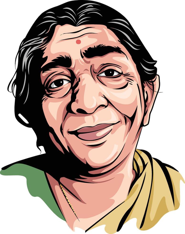 Sarojini Naidu was an Indian independence activist, poet, and politician. vector