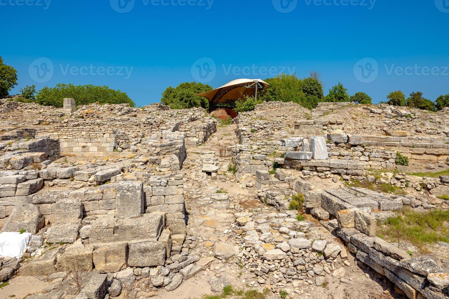 Ruins of Troy in Canakkale Turkey. Visit Turkey concept photo