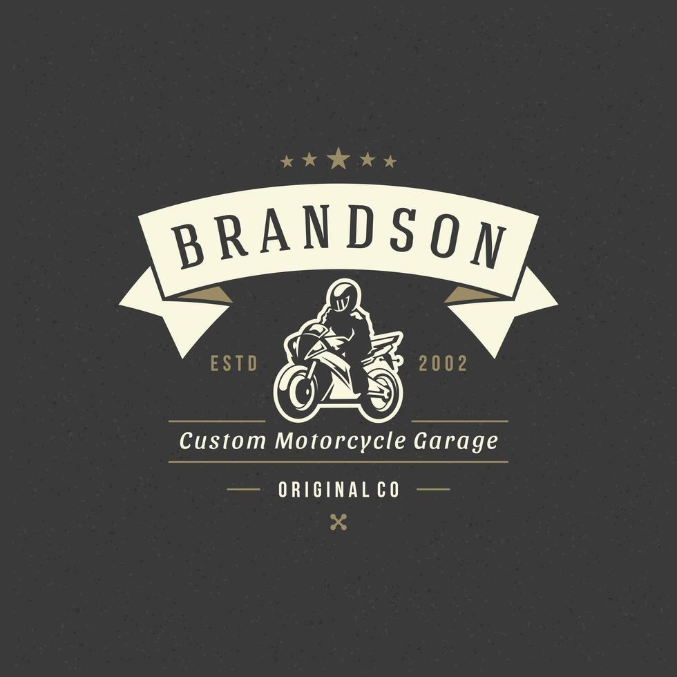Sport motorcycle logo template design element vintage style vector