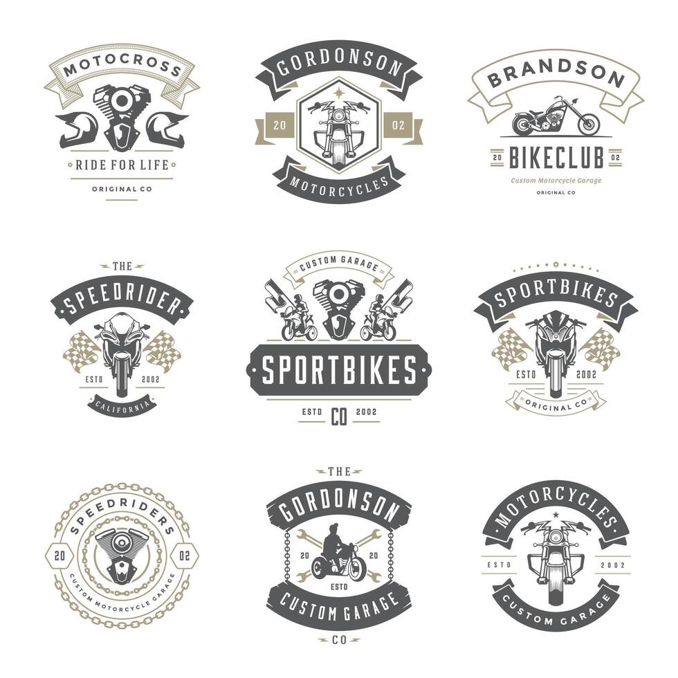 Motorcycles logos templates design elements se vector