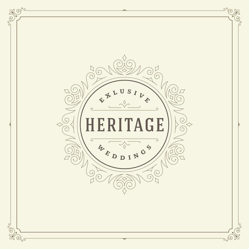 Ornament logo design template flourishes calligraphic vintage frame. vector