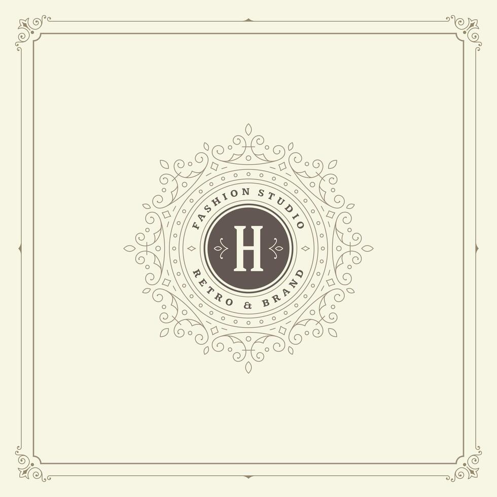 Ornament monogram logo design template flourishes calligraphic vintage frame. vector