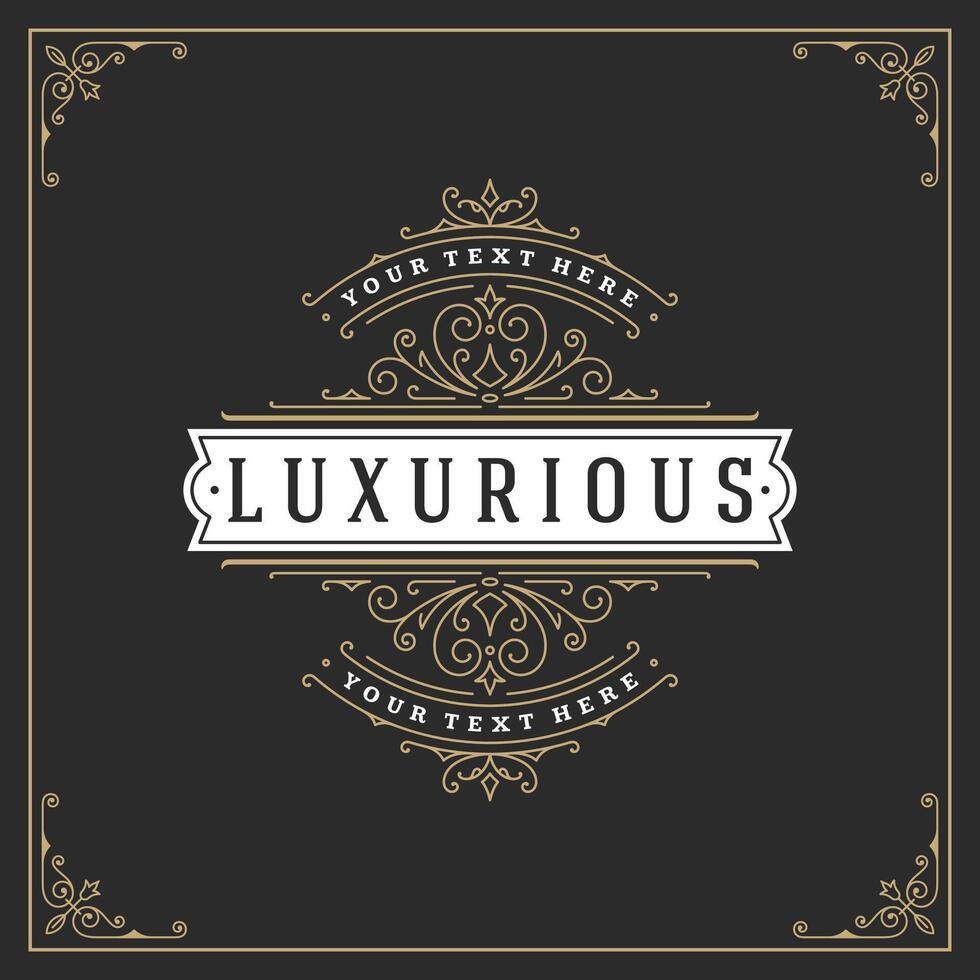 Ornament logo design template flourishes calligraphic vintage frame. vector