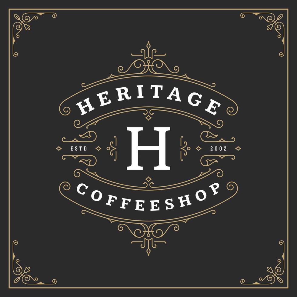 Ornament logo design template flourishes calligraphic vintage frame. vector