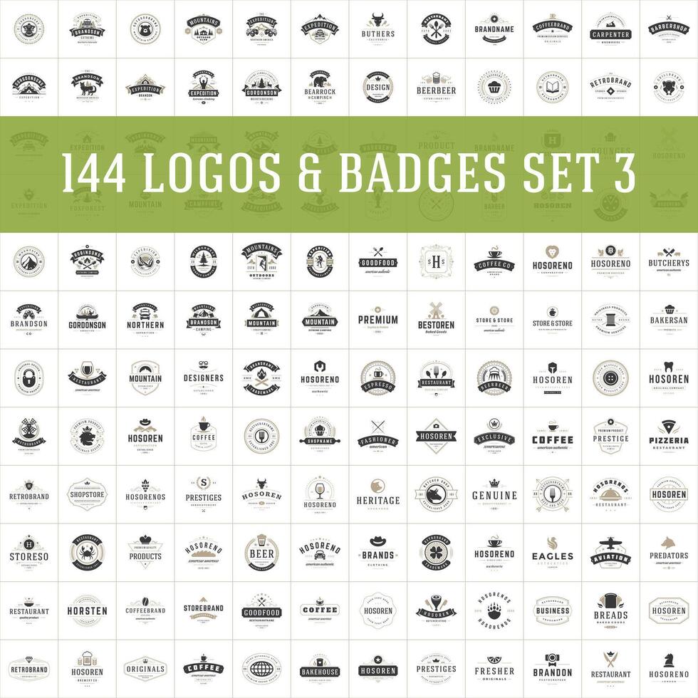 Vintage logos design templates set. vector