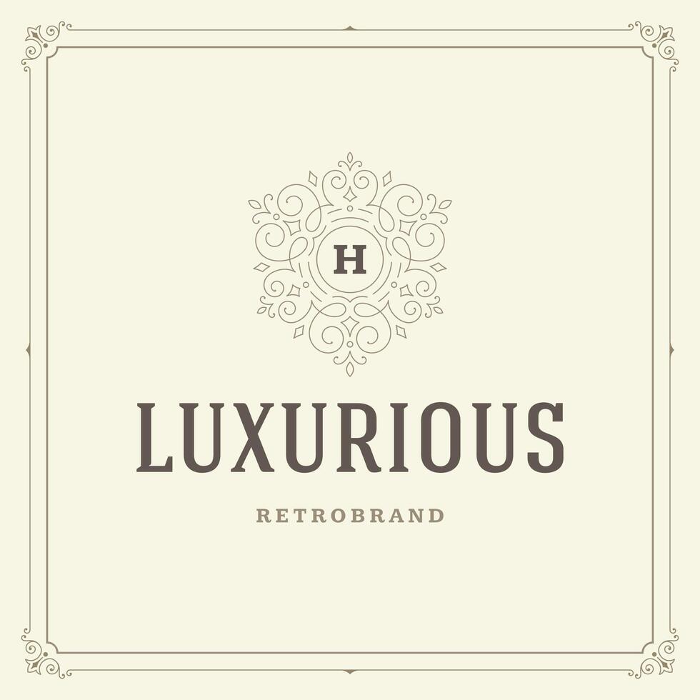 Ornament monogram logo design template flourishes calligraphic vintage frame. vector