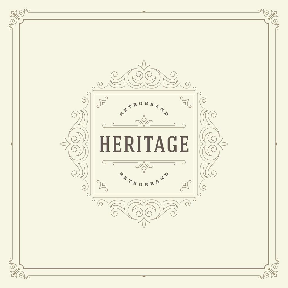 Ornament logo design template flourishes calligraphic vintage frame. vector