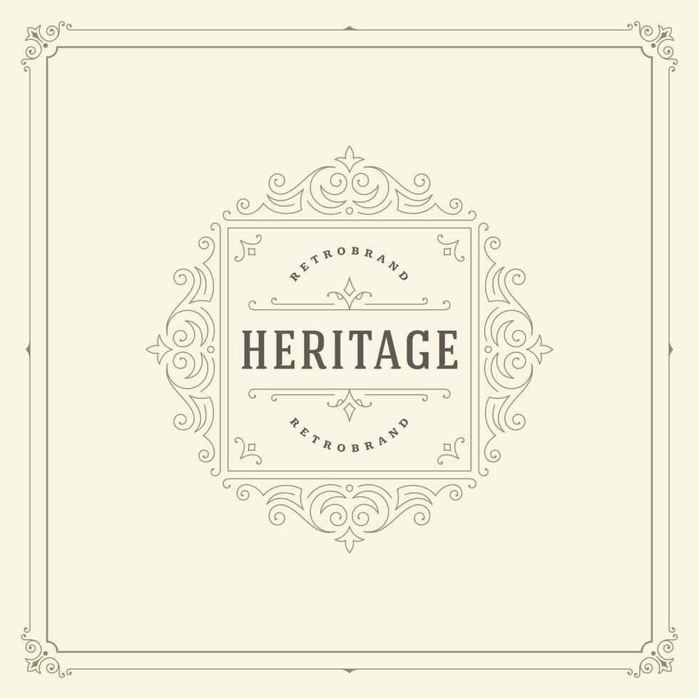 Ornament logo design template flourishes calligraphic vintage frame. vector