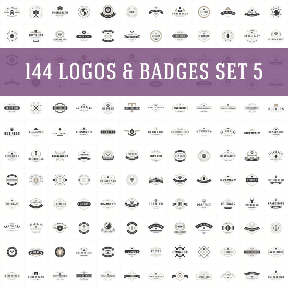 Vintage logos design templates set. vector