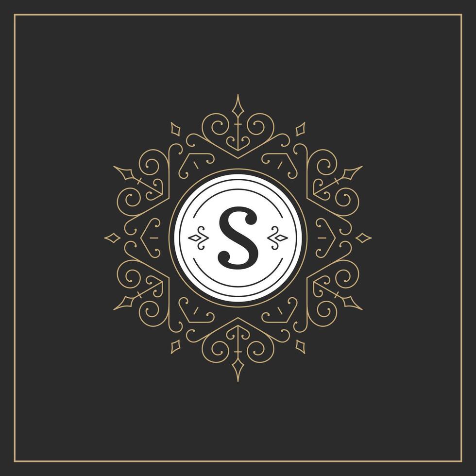 Ornament logo design template flourishes calligraphic vintage ornate frame illustration. vector