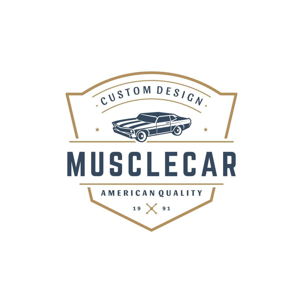 Muscle car logo template design element vintage style vector