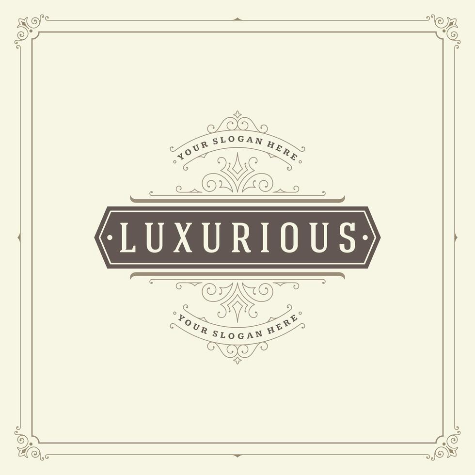 Ornament logo design template flourishes calligraphic vintage frame. vector