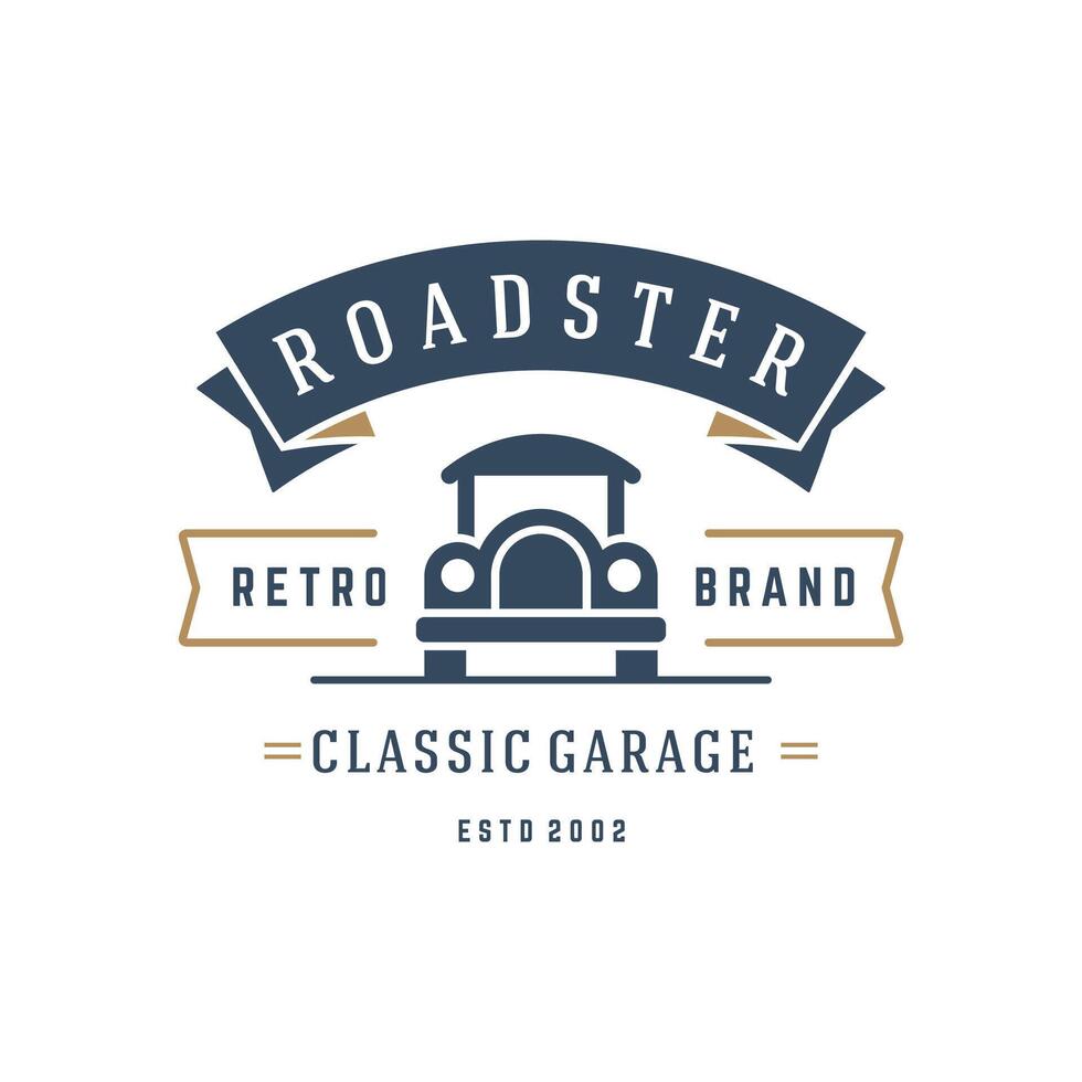 Classic car logo template design element vintage style vector