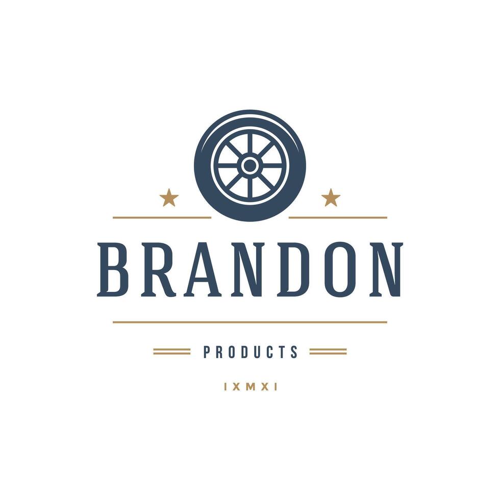 Car wheel logo template design element vintage style vector