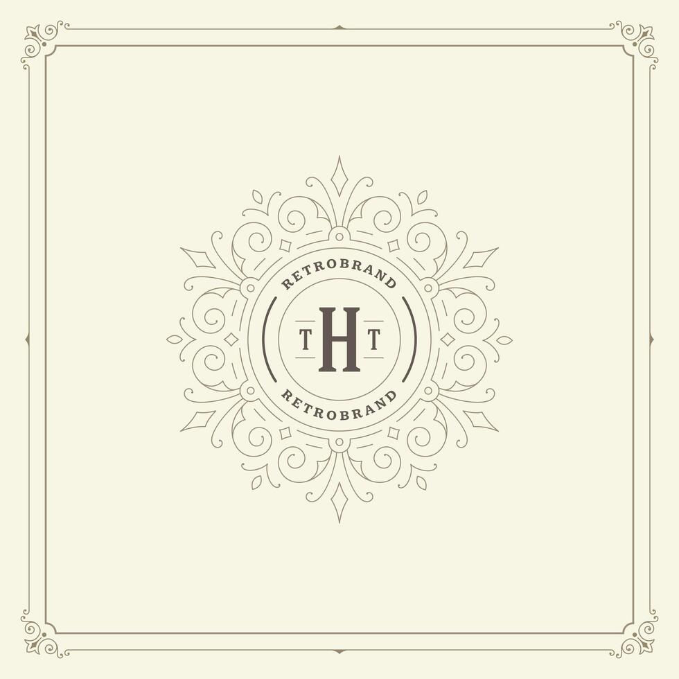 Ornament monogram logo design template flourishes calligraphic vintage frame. vector