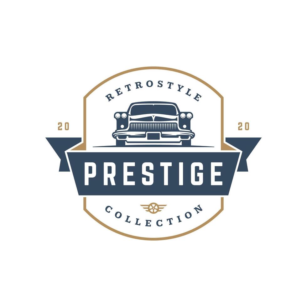 Classic car logo template design element vintage style vector