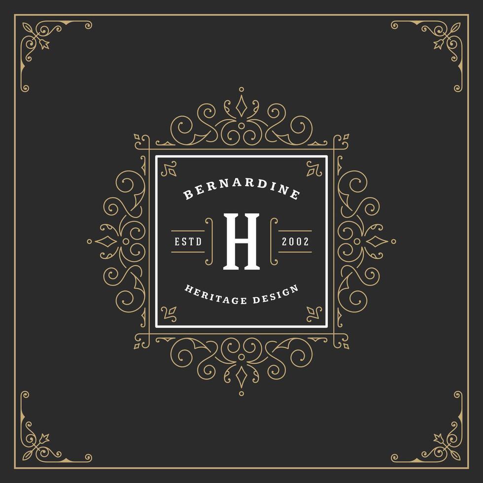 Ornament logo design template flourishes calligraphic vintage frame. vector