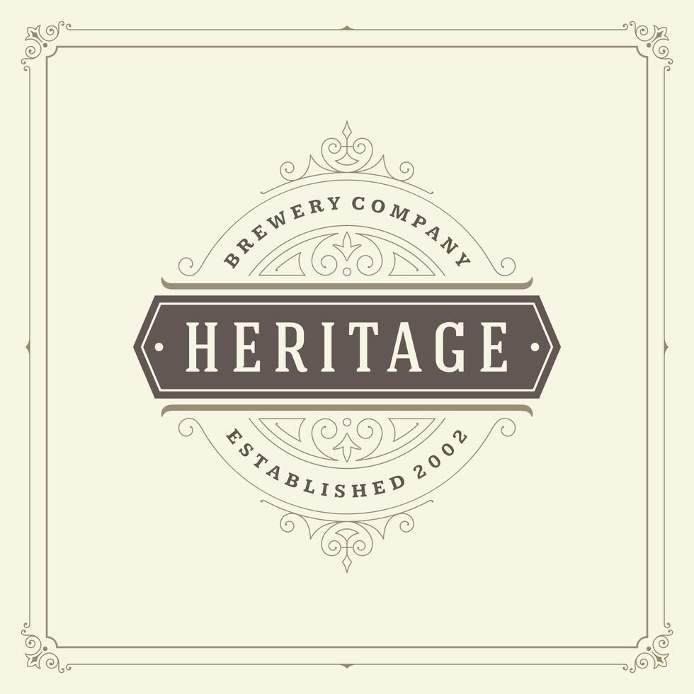 Ornament logo design template flourishes calligraphic vintage frame. vector