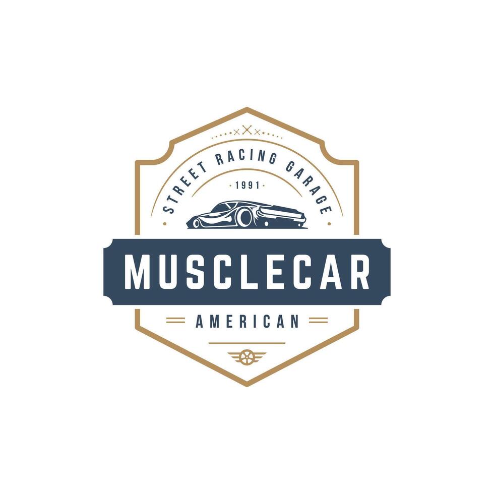 Muscle car logo template design element vintage style for label or badge vector