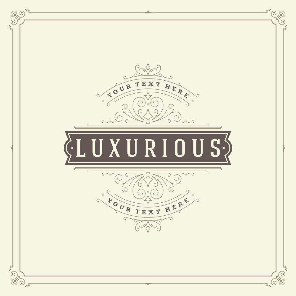 Ornament logo design template flourishes calligraphic vintage frame. vector