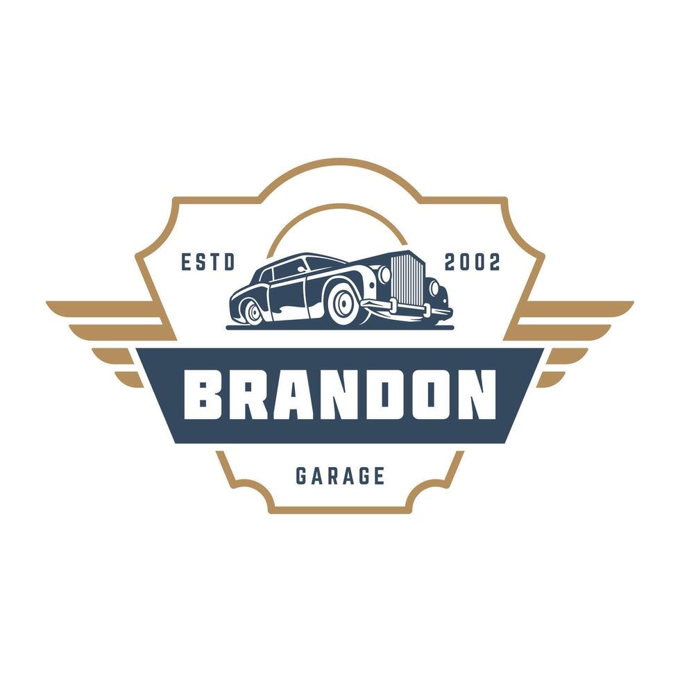 Classic car logo template design element vintage style for label or badge vector