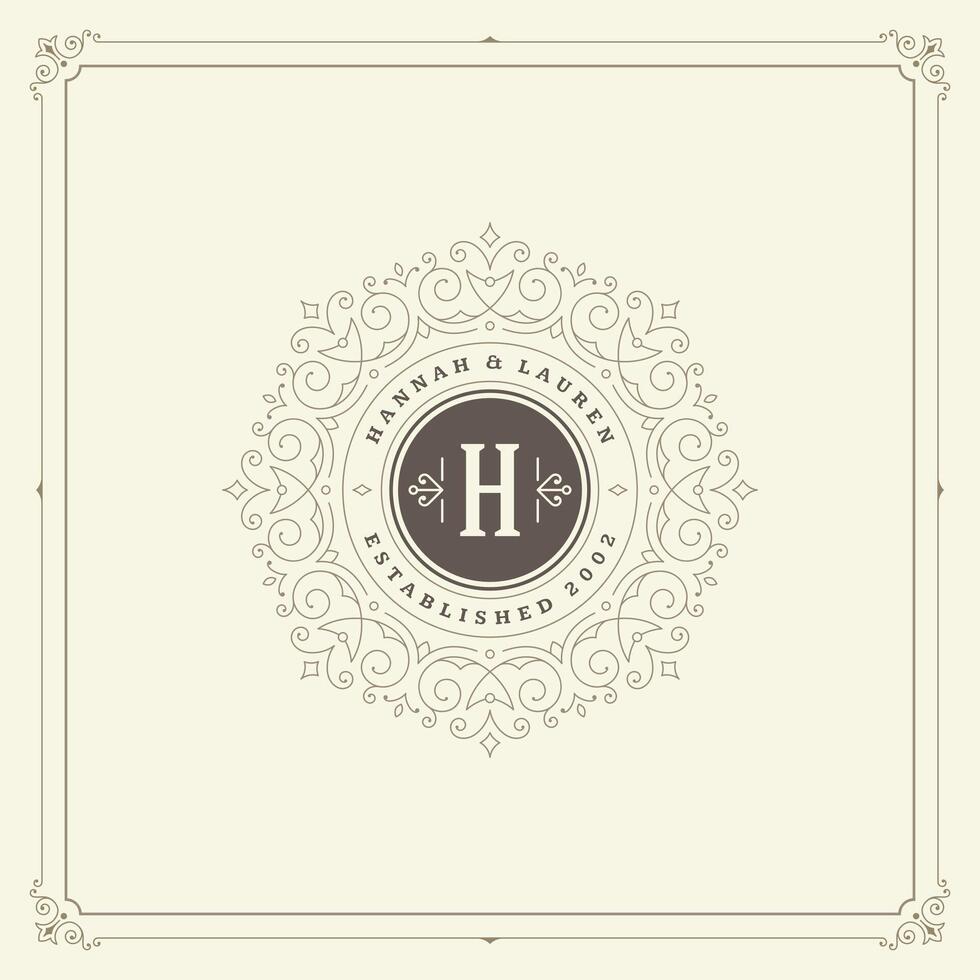 Ornament monogram logo design template flourishes calligraphic vintage frame. vector