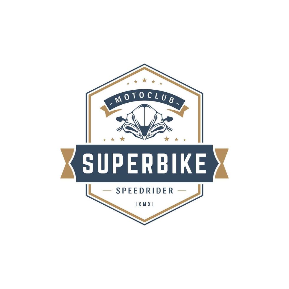 Sport motorcycle logo template design element vintage style vector