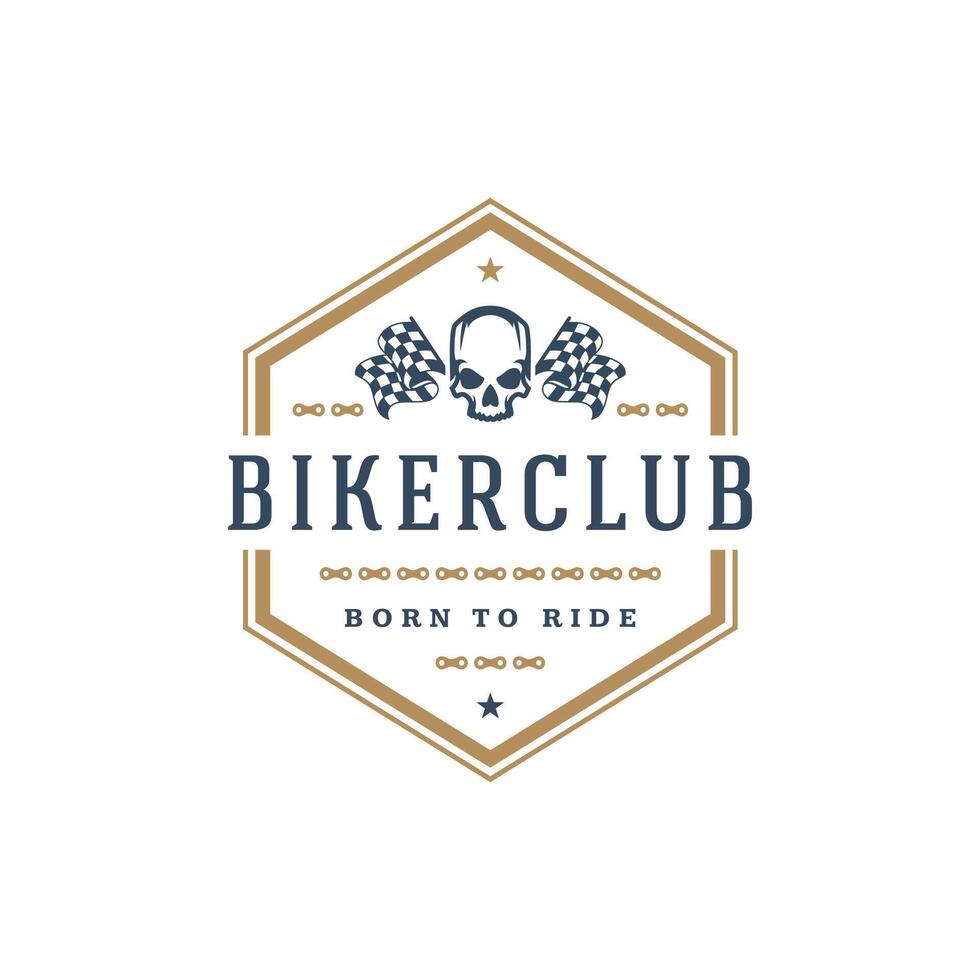 Biker club logo template design element vintage style vector