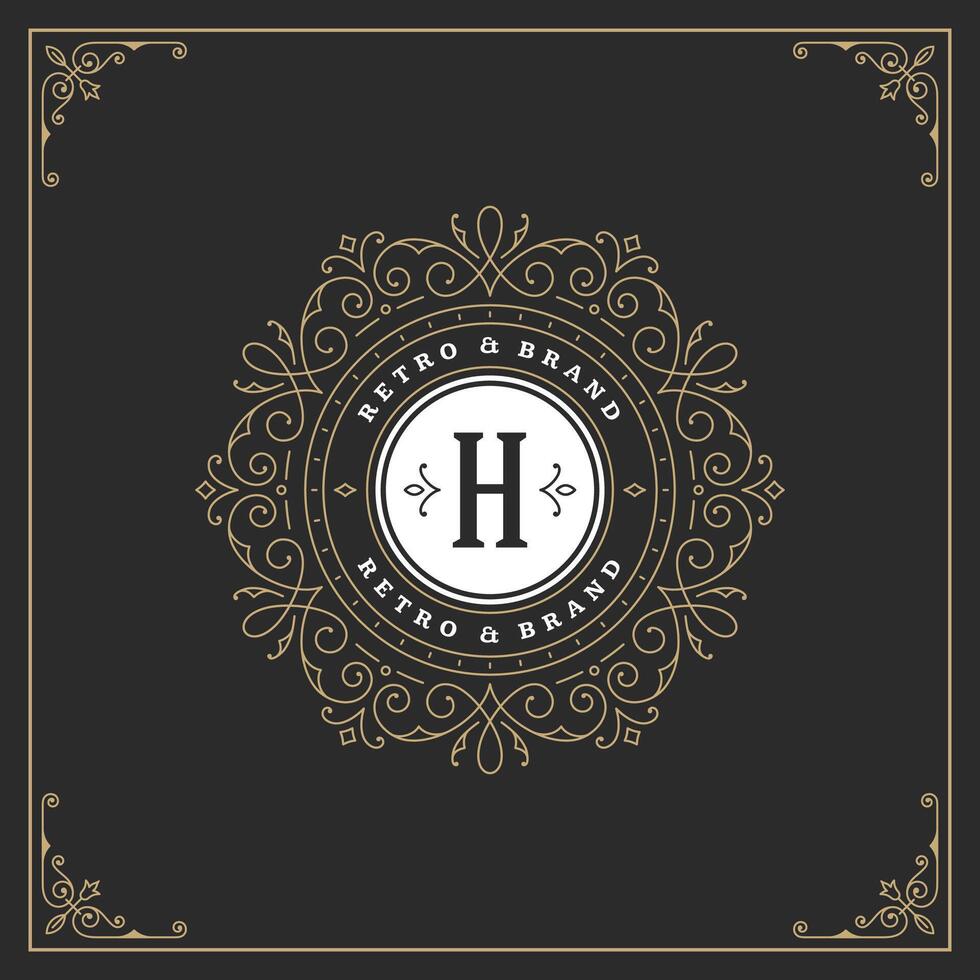 Ornament monogram logo design template flourishes calligraphic vintage frame. vector