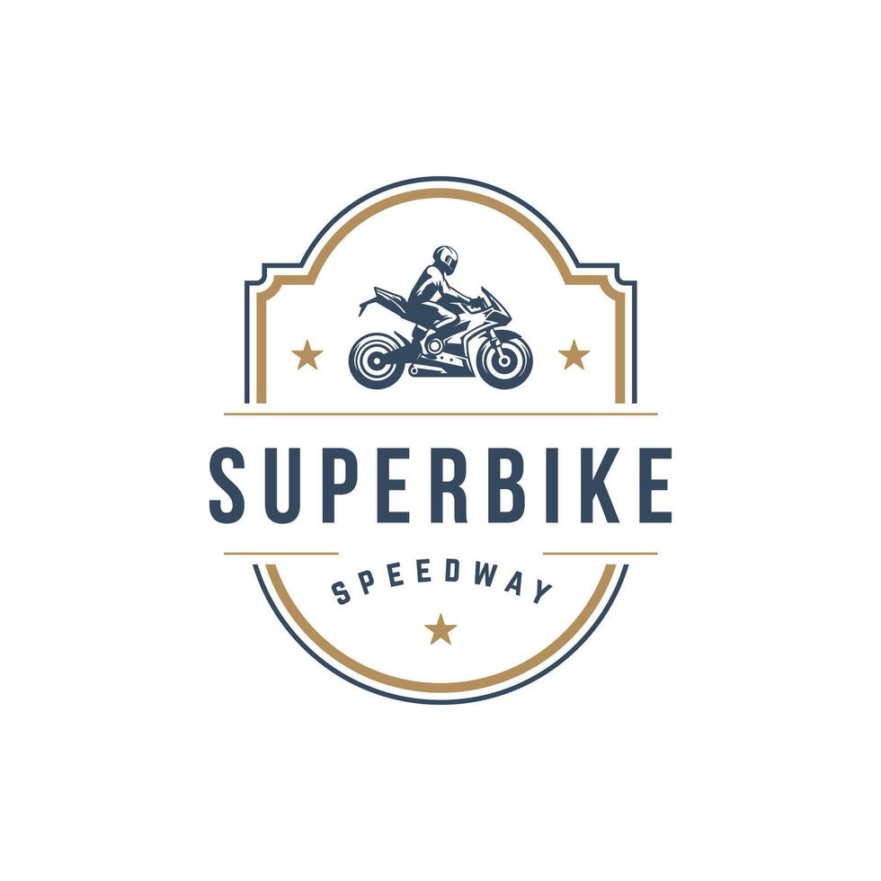 Sport motorcycle logo template design element vintage style vector