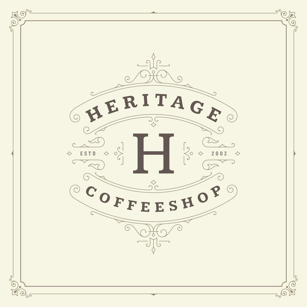 Ornament logo design template flourishes calligraphic vintage frame. vector