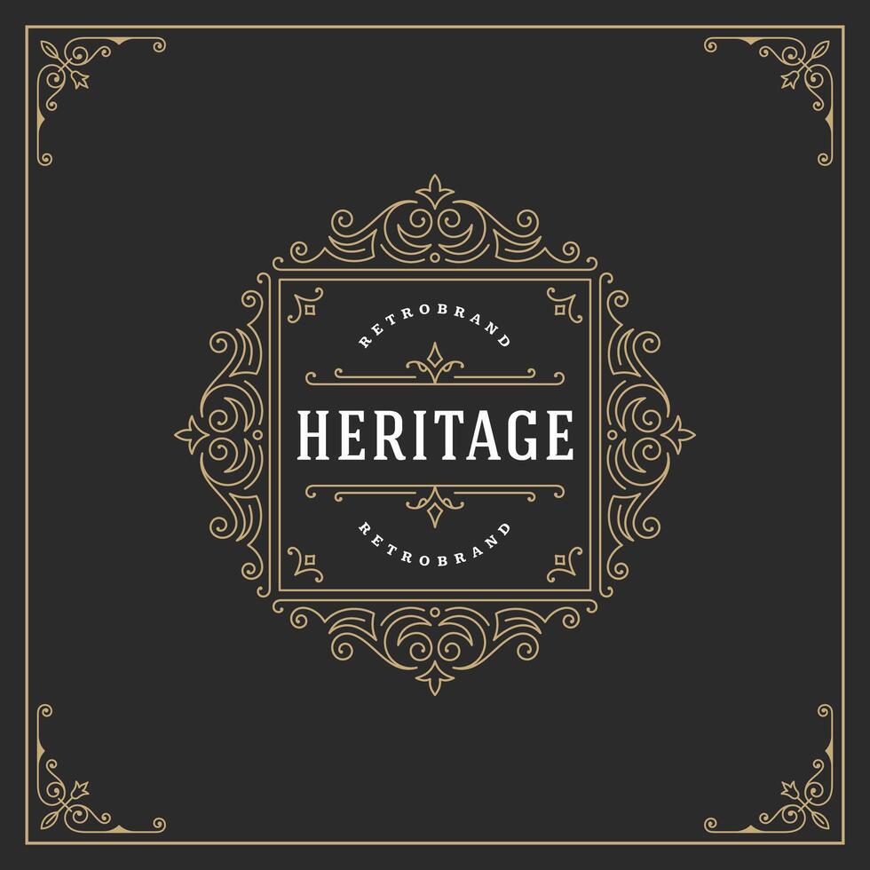 Ornament logo design template flourishes calligraphic vintage frame. vector
