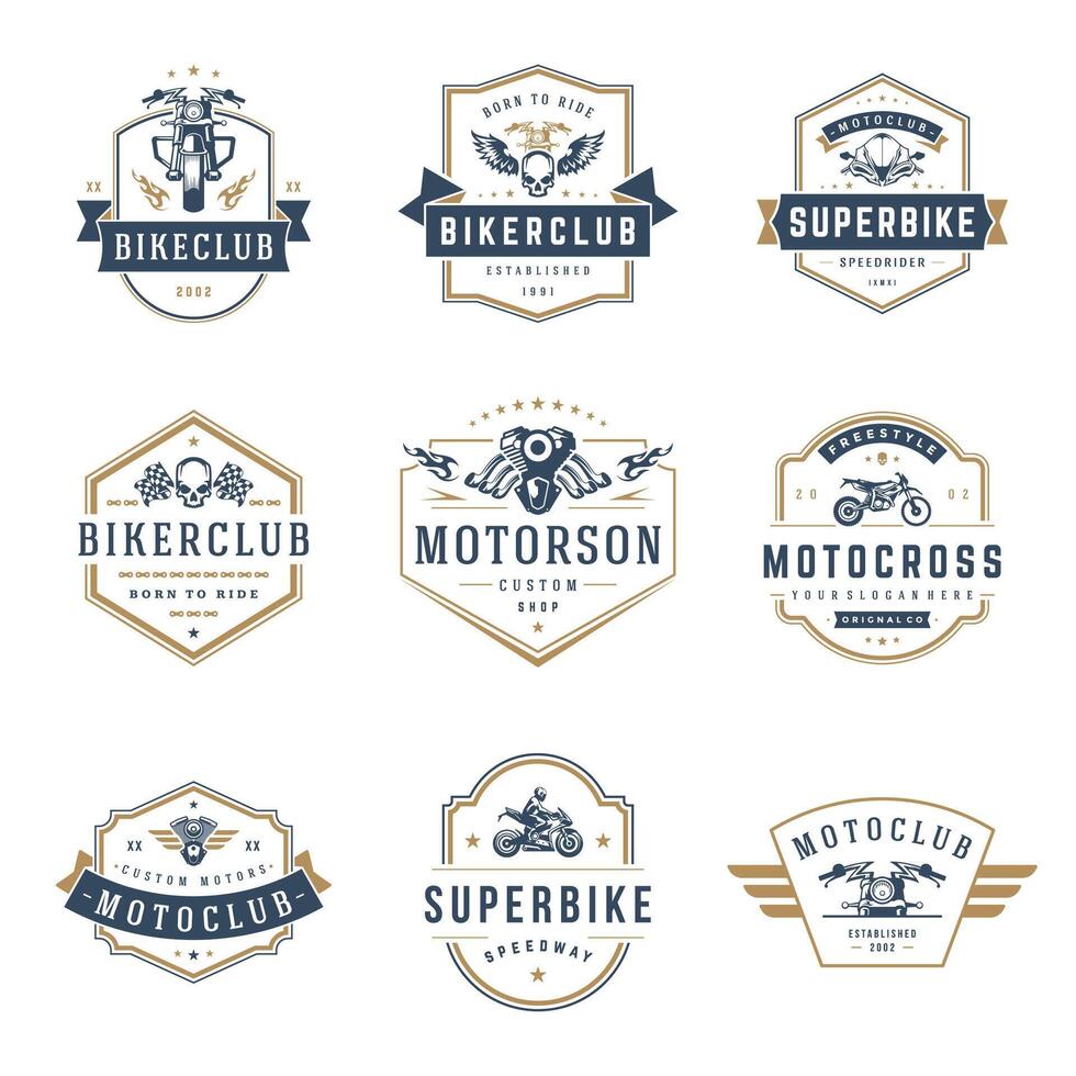 motos logos plantillas diseño elementos conjunto vector