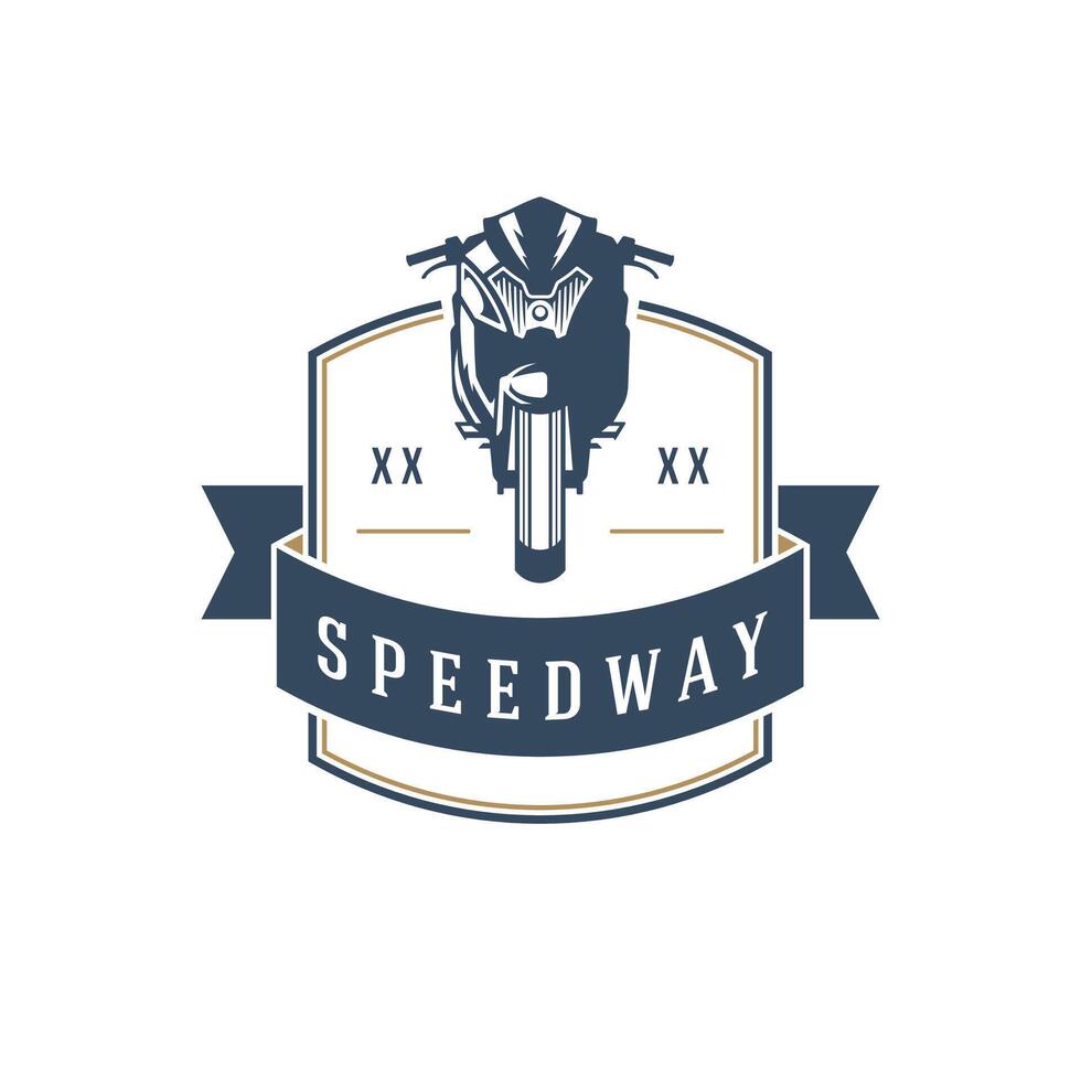 Sport motorcycle logo template design element vintage style vector