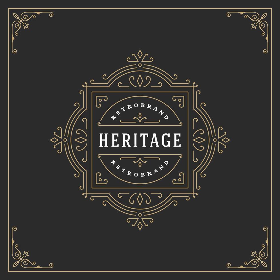Ornament logo design template flourishes calligraphic vintage frame. vector